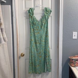 Sweet Pot Green Floral Dress